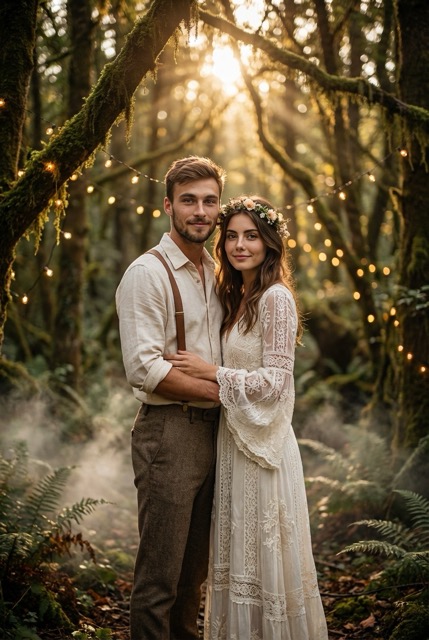 Богемная свадьба в волшебном лесу